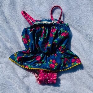 Mary Jane Kids Swim One Piece - Blue and Pink Floral